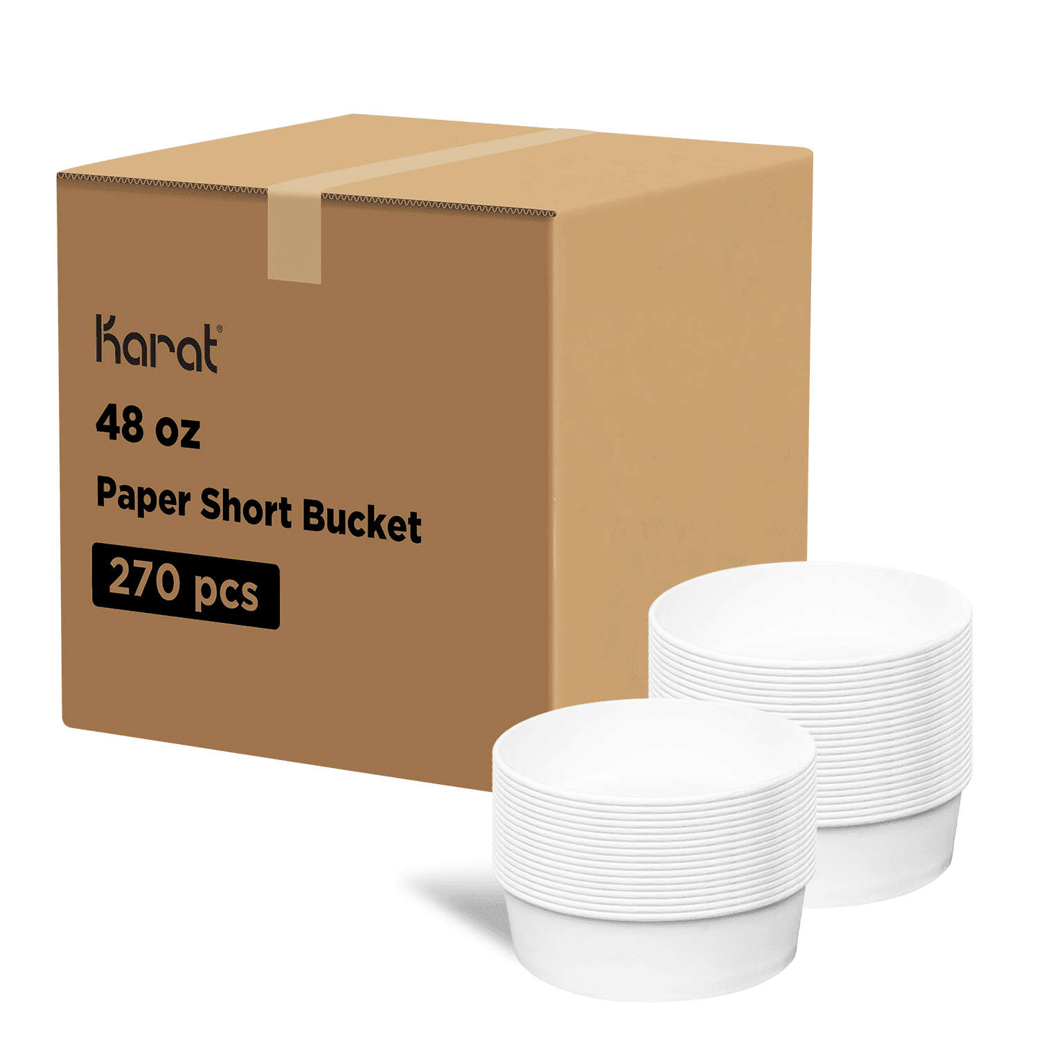 Karat 48oz White Paper Short Buckets 270 ct