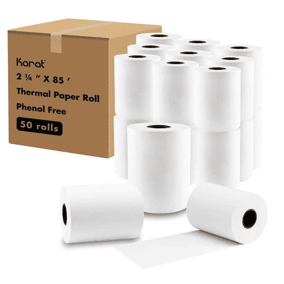 karat-50-rolls-2-1-4-x-85-thermal-paper-rolls-phenol-free-for