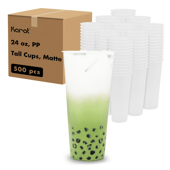 Karat [500 Pack - 24oz] Tall Plastic Cups, Frosted PP Cups  (90mm) - C-TPP24M
