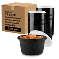 thumbnail image 1 of Karat 52oz PP Tamper Resistant Injection Molded Microwaveable Black Food Container w/Clear lid - 150 pcs, 1 of 8