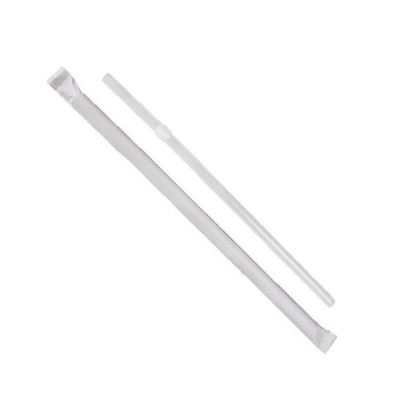 Karat 7.75'' Flexible Jumbo Straws (5mm) Paper Wrapped - Clear - 10,000 ct