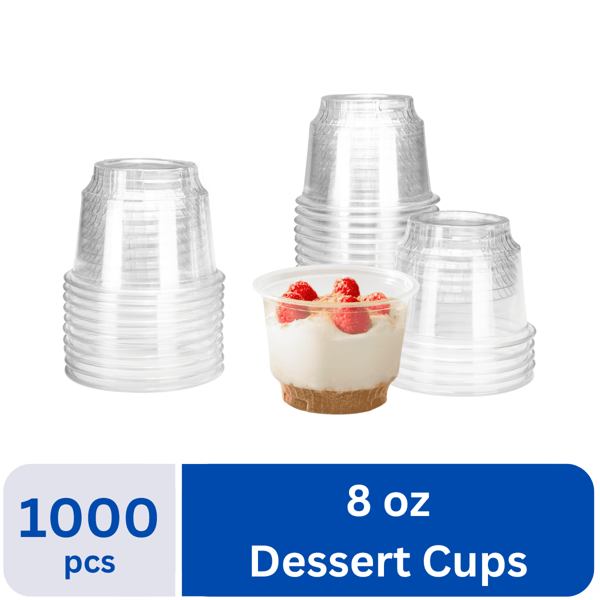 Clear Plastic 8oz Dessert Cups, Set of 1000