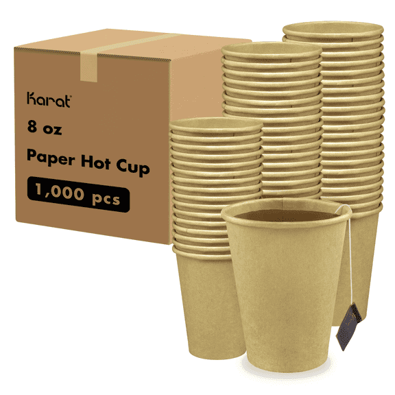 Karat 8oz Paper Hot Cups (80mm), Kraft - 1,000 pcs