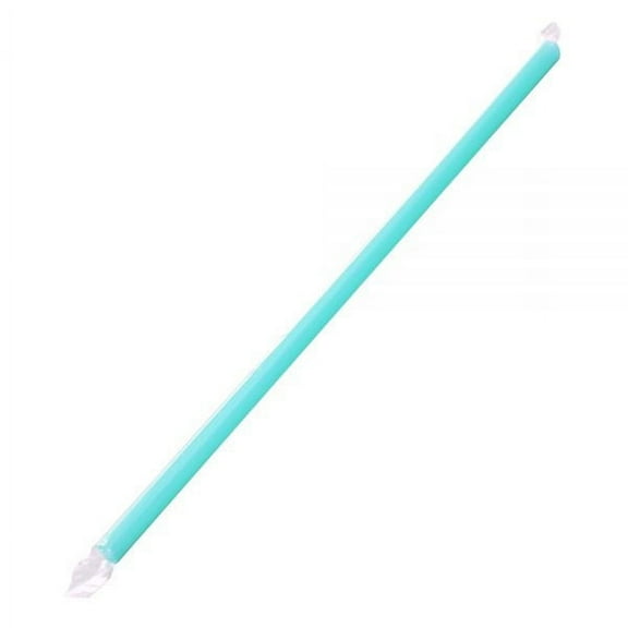 Karat 9'' Boba Straws (10mm) Poly Wrapped - Aqua - 1,600 ct