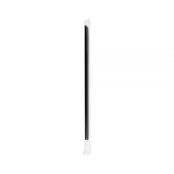 Karat 9" Giant Straws (8mm) Poly Wrapped Diagonally Cut - Black - 2,500 ct