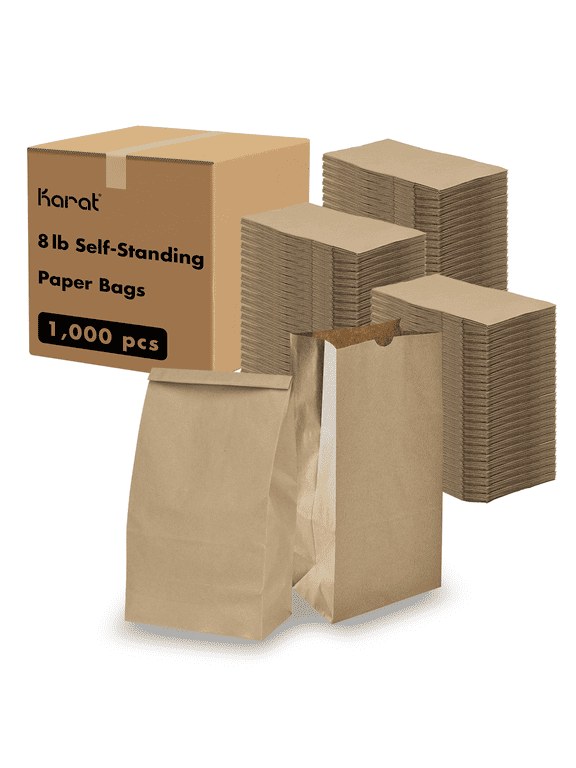Brown Paper Bags, 8 lb, 1,000 ct – Kraft Grocery, Lunch, and Takeout Bags, Bulk Pack