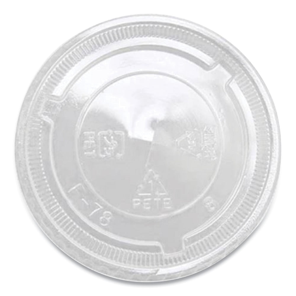 Karat 98mm Clear Plastic Flat Lid for 98mm Cups with Push