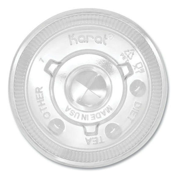 Karat C-KCL90 12 oz. to 22 oz. Cold Cups Flat PET Plastic Lids - Clear (1000/Carton)