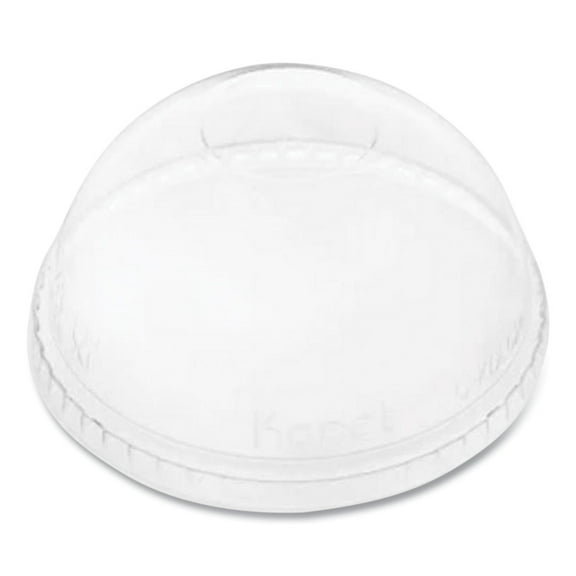 Karat C-KDL626-NH 12 oz. to 24 oz. Cold Cup No Hole Dome PET Plastic Lids - Clear (1000/Carton)