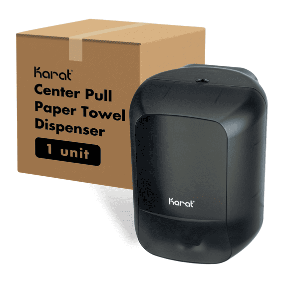 Karat Center Pull Paper Towel Dispenser - Wall Mount, Black, 1 Count