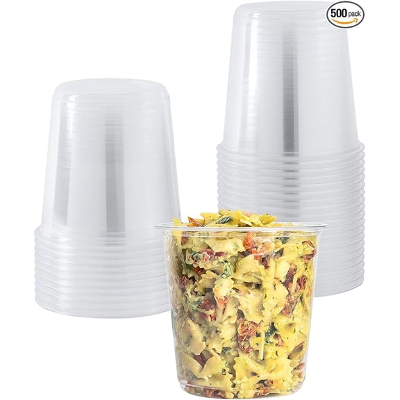 Karat [500 Pack - 24oz] Deli Containers, Recyclable PET Food Containers, Plastic Deli Cups (117 mm)