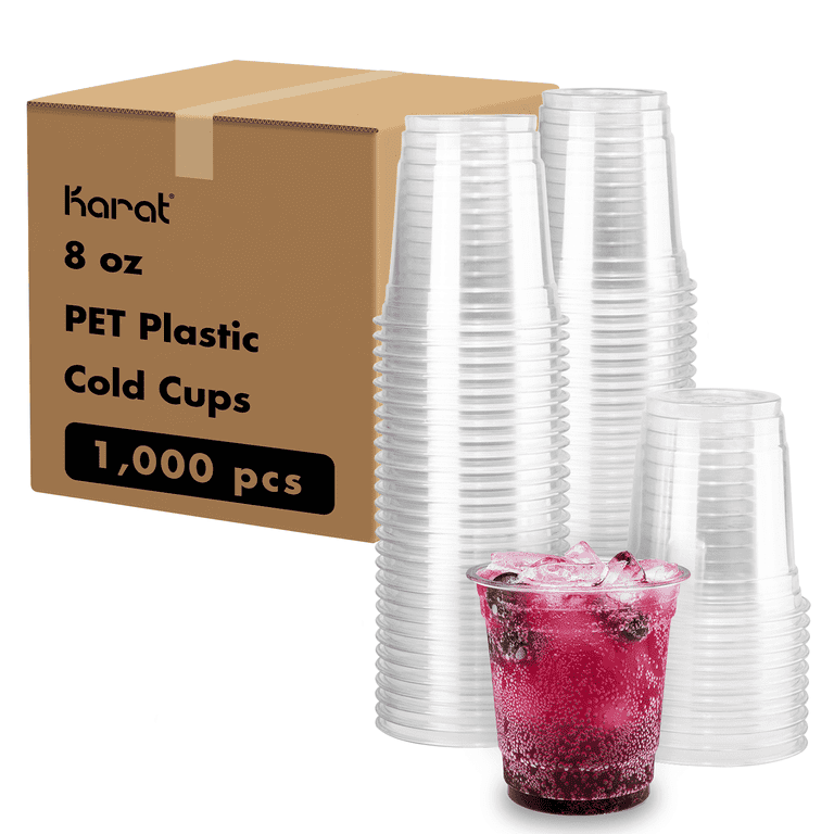 PET Plastic Cups, 8 oz, Clear, 1,000/Carton PET Plastic Cups, 8 oz, Clear, 1,000/Carton