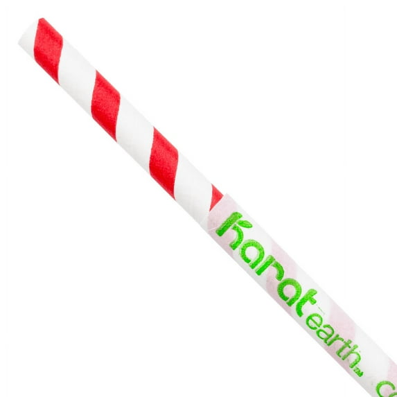 Karat Earth 10.25" Giant Paper Spiral Straws (7mm) Wrapped - Red & White (1,200 ct)