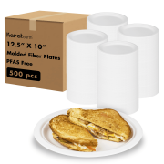 Karat Earth 12.5''x10'' Paper Oval Plates, Molded Fiber, White - 500 pcs