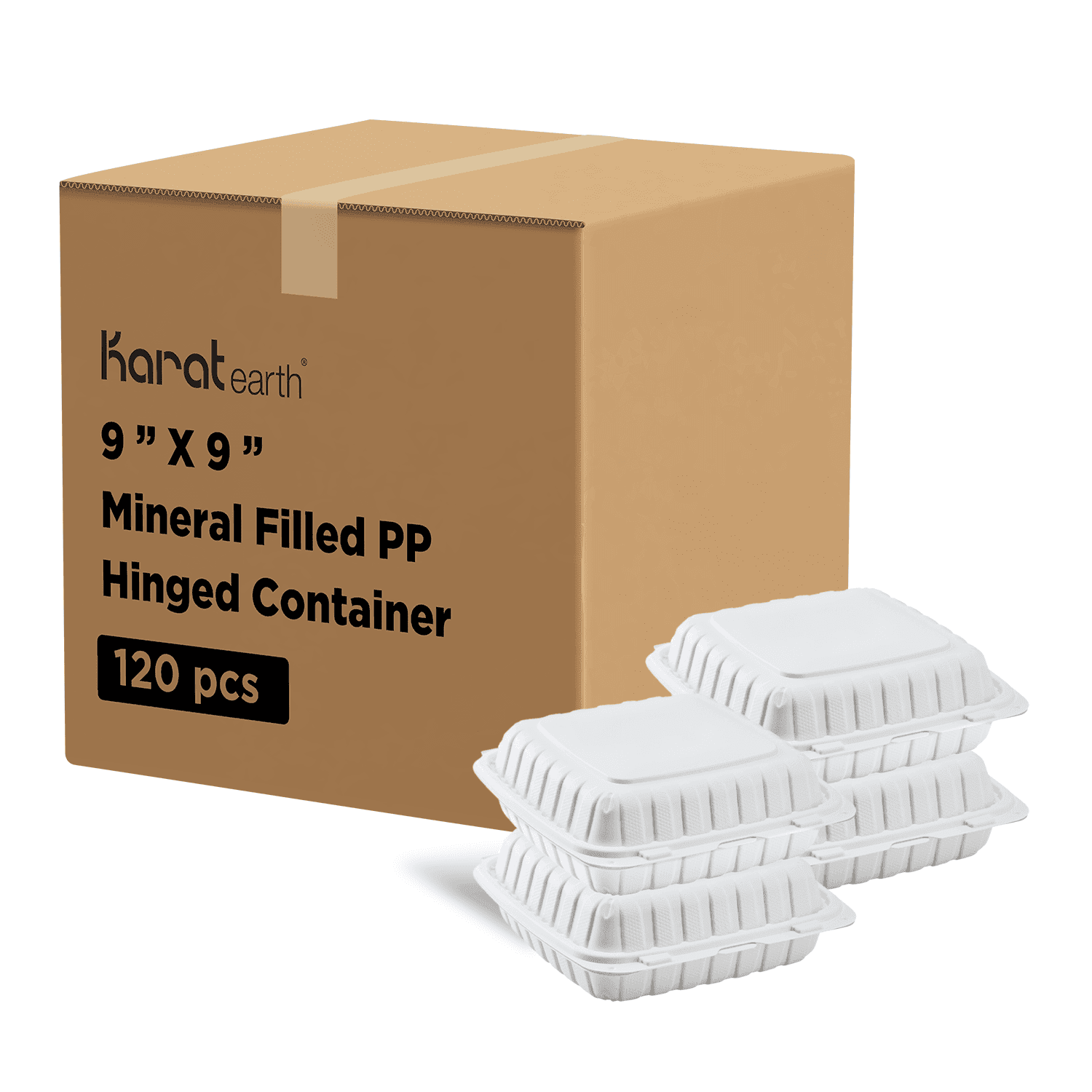 Karat Earth [120pcs - 9x9] Mineral Filled PP Hinged Container - White ...