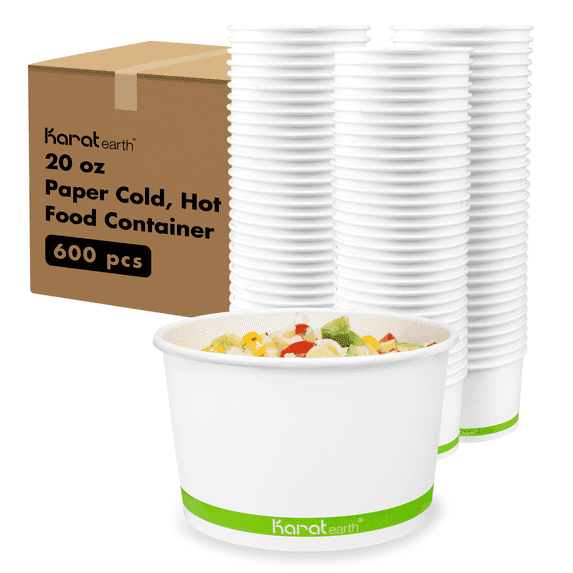 Karat Earth 20oz Eco-Friendly Paper Food Containers (126mm), Generic Print - 600 pcs