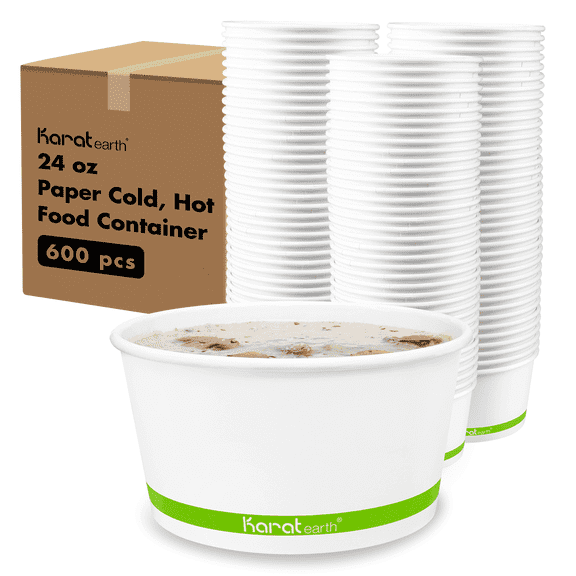 Karat Earth 24oz Eco-Friendly Paper Food Containers (140.6mm), Generic Print - 600 pcs