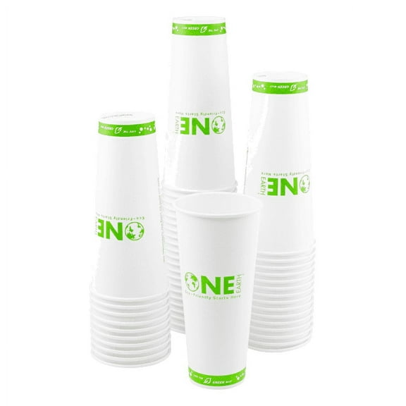 Karat Earth 24oz Eco-Friendly Paper Hot Cups - One Cup, One Earth (90mm) - 500 ct