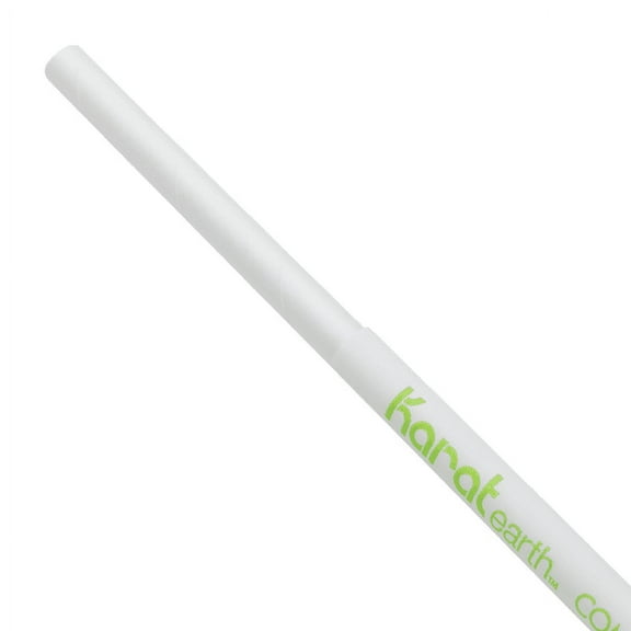 Karat Earth 7.75" Jumbo Paper Straw (5mm) Wrapped - White - 2,000 ct