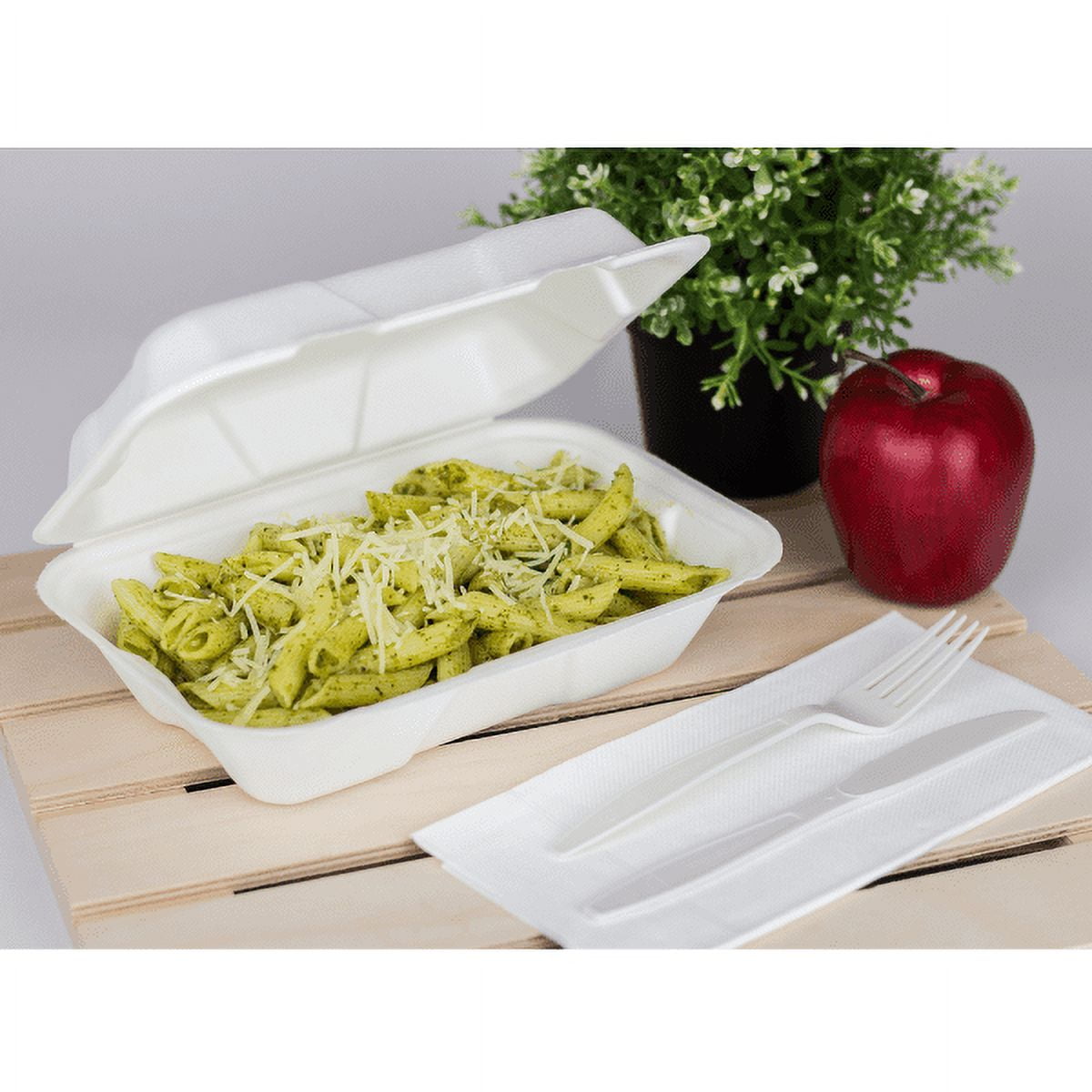 Karat Earth 9''x6'' Compostable Bagasse Hinged Containers 200 ct
