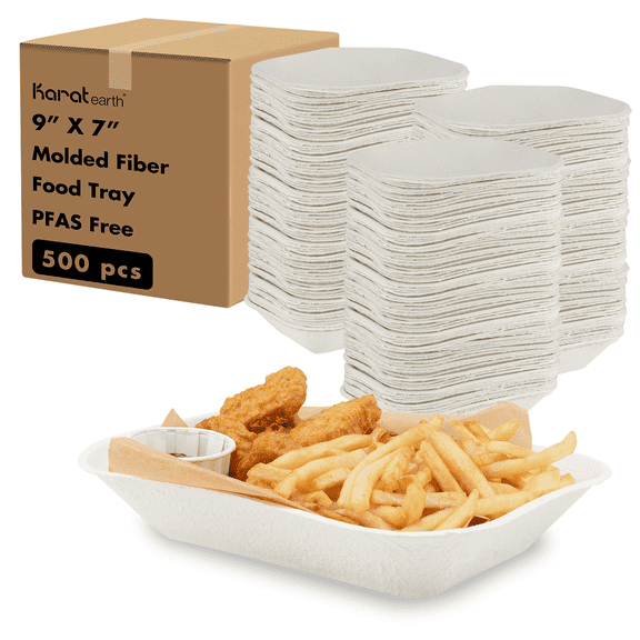Karat Earth 9x7 GreaseEase Molded Fiber Food Tray - 500 pcs