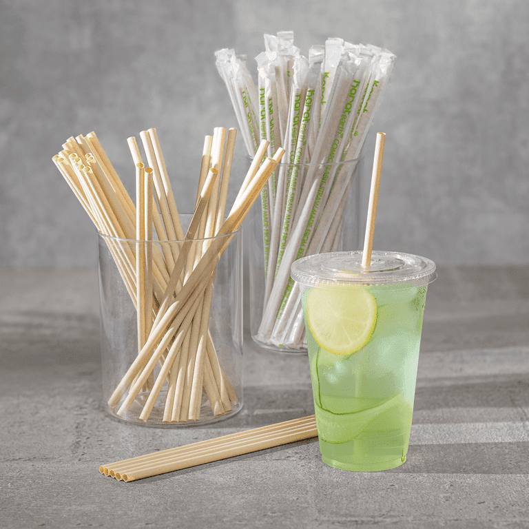 Karat Earth 9 Diagonal Cut Bamboo Fiber Colossal Straws (12mm) Paper