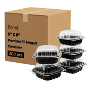Karat Hinged Lid Containers, 6"x 6", PP, FP-PHC66PP-1C  - 300 pcs