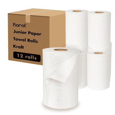 Karat Junior Paper Towel Rolls - White - Case of 12 rolls
