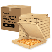 Karat Kraft Pizza Boxes - Grease-Resistant Corrugated Pizza Box, Ventilated & Convertible to Plate, Perfect for Personal & Pizzas - Pack of 50 (18")