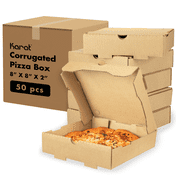 Karat Kraft Pizza Boxes - Grease-Resistant Corrugated Pizza Box, Ventilated & Convertible to Plate, Perfect for Personal & Pizzas - Pack of 50 (8")