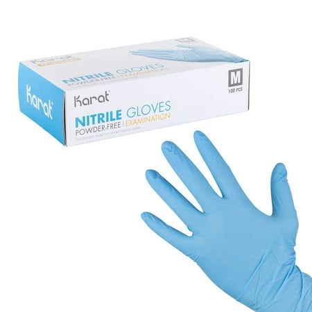 Karat [Medium - 1,000 ct] Blue Nitrile Disposable Gloves, Powder-Free, Great Fit, Tear-Resistant for Multi-Purpose (FP-GN1027)
