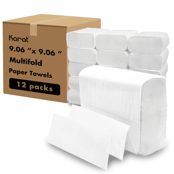 Karat Multifold Commercial Paper Towels - White - Case of 12 packs