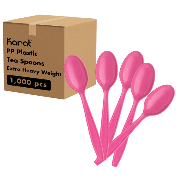 Karat PP Plastic Extra Heavy Weight Tea Spoons - Pink - 1,000 ct