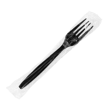 Karat PP Plastic Heavy Weight Forks - Black - Wrapped - 1,000 ct