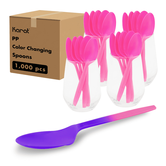 Karat PP Plastic Medium Weight Color Changing Tea Spoons - Pink to Purple - 1,000 ct