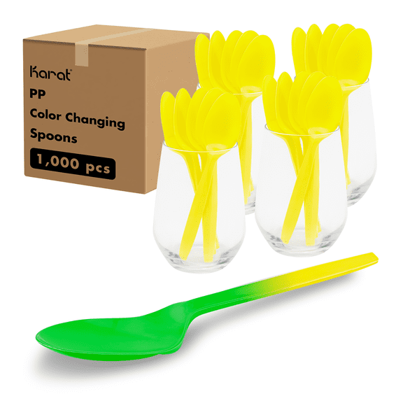 Karat PP Plastic Medium Weight Color Changing Tea Spoons - Yellow to Green - 1,000 ct