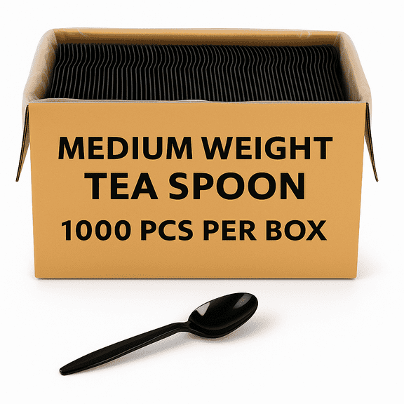 Karat PP Plastic Medium Weight Tea Spoons Bulk Box - Black - 1,000 ct