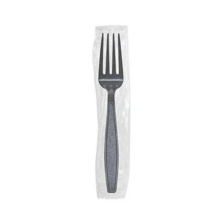 Karat PS Plastic Heavy Weight Forks - Black - Wrapped - 1,000 ct