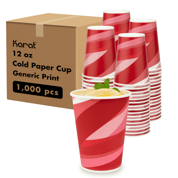 Karat 12 oz Paper Cold Cups | 90 mm | Kold Print, 1000pcs
