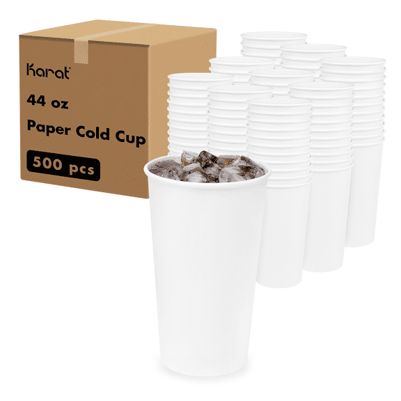 Karat Paper Cups [44oz - 500 pcs], White (90mm)