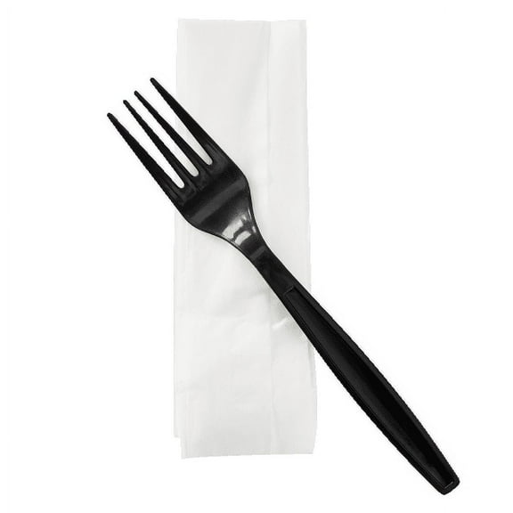 Karat Polypropylene Heavy Duty Disposable Forks Napkin, Black, 500 Count