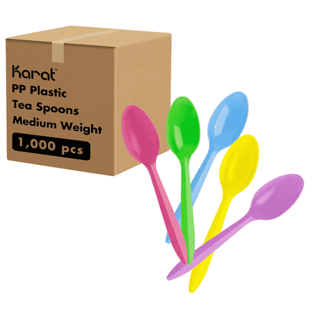 [1000 ct] Karat Plastic Tea Spoons | Medium Weight | Rainbow, PP