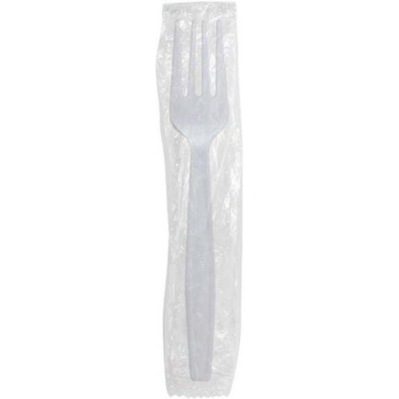 Karat U3530W PP Plastic Heavy Weight Forks Individual Wrapped for cafeteria, take-out food, food cart - 1,000 ct