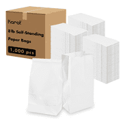 Karat White Paper Bags, 8 lb, 1,000 ct – White Paper Grocery & Lunch Bags, Bulk Pack