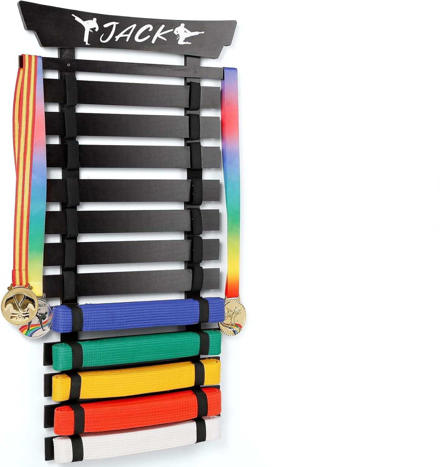 Klizdum Karate Belt Display Rack - Holds Up To 12 Belts, Taekwondo & BJJ Belt Display Holder