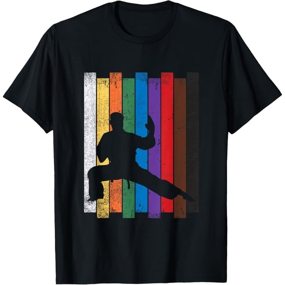 Karate Belt Shirt Karate Silhouette T Shirt Martial Arts T-Shirt men and women can wear, black, white, gifts