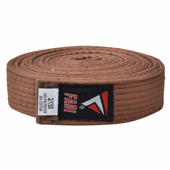 Fadi Sports Durable Solid Martial Arts Belt for Karate Taekwondo Judo Aikido – Adjustable – Brown – 2