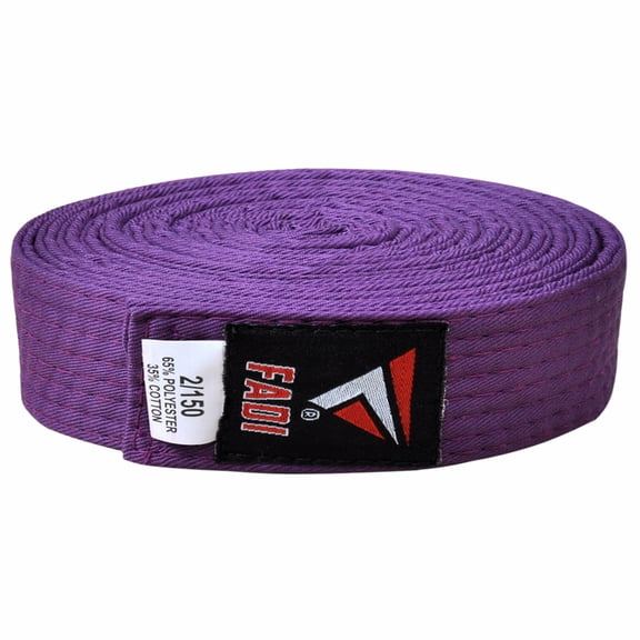 Fadi Sports Durable Solid Martial Arts Belt for Karate Taekwondo Judo Aikido – Adjustable – Purple – 6