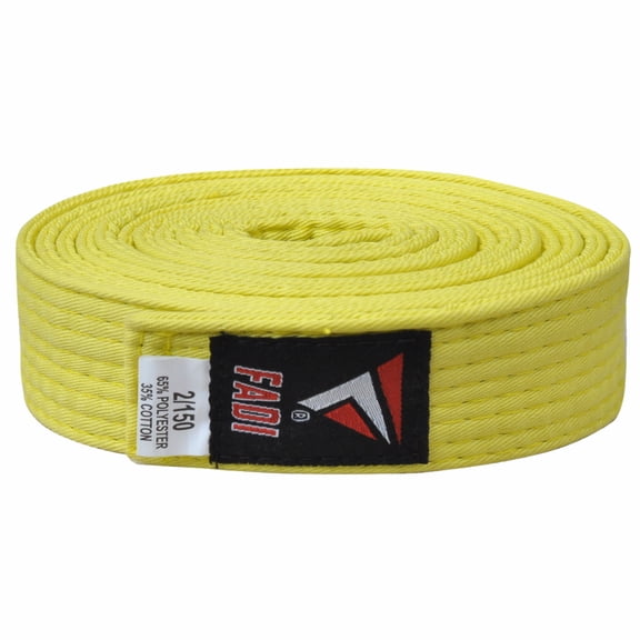 Fadi Sports Durable Solid Martial Arts Belt for Karate Taekwondo Judo Aikido – Adjustable – Yellow – 2