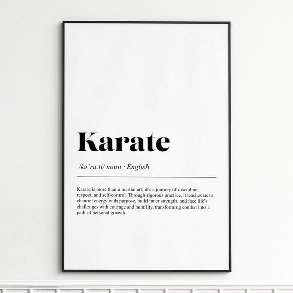 Karate Definition Print, Inspirational Dictionary Wall Art, Unframed Paper Poster 8x10in